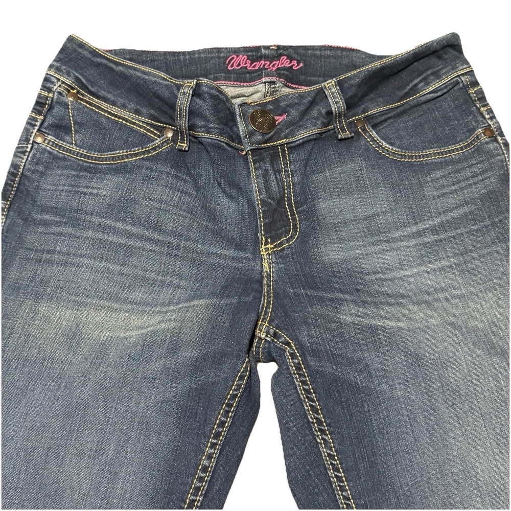 Wrangler Premium Patch Womens Bootcut Jeans Size 7/8 X 34 Medium Wash Denim